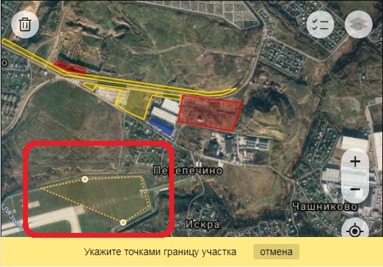 Процесс добавления участка борщевика на карте Антиборщевик